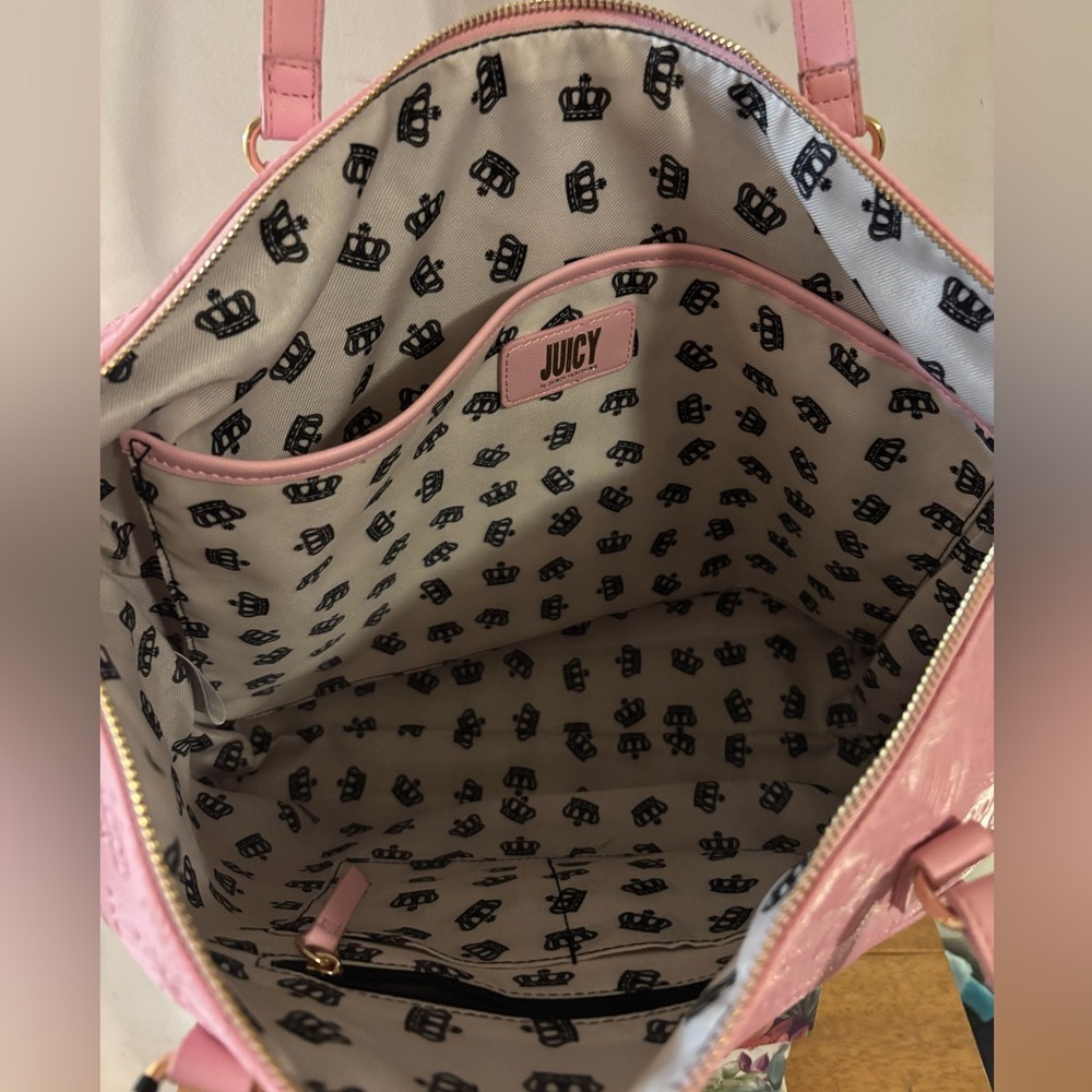 Juicy Couture Back to Juicy Tote Pink Bag with Metallic Accents NWT 18x13 - Picture 9 of 11